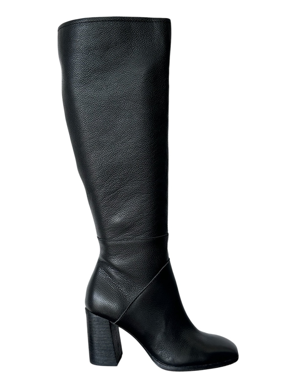 Dolce Vita Fynn Boots Onyx Buttery Leather Knee High Tall Chunky Heel Size 6